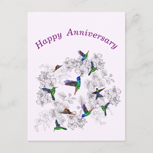 Carte d'anniversaire aux oiseaux volants (Devant)