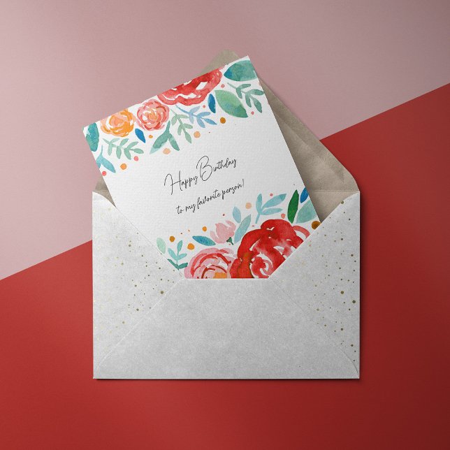 Carte d'anniversaire aux roses aquarelles (Créateur téléchargé)