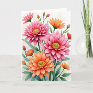 Carte d'anniversaire aux teintes de corail