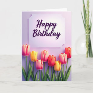 Carte d'anniversaire aux tulipes pastel