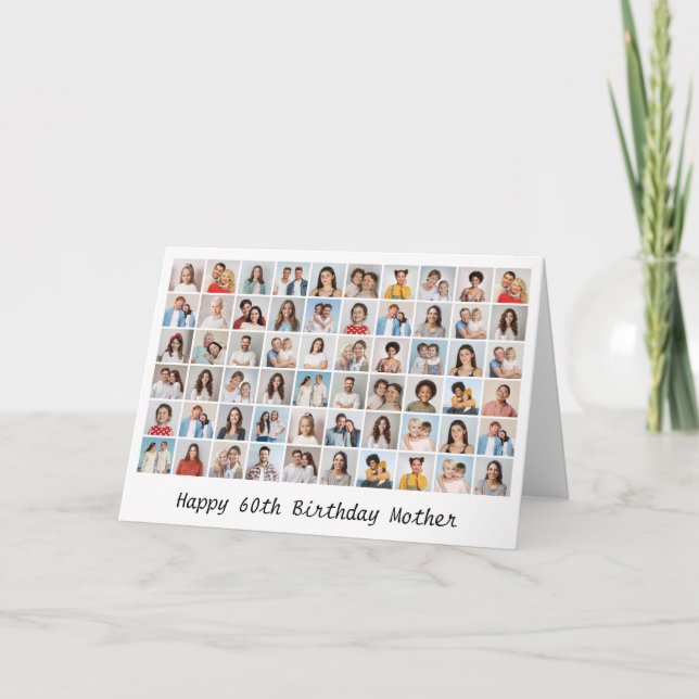 Carte d'anniversaire avec 60 photos collage et nom (Devant)