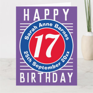 Carte d'anniversaire avec âge, nom et date