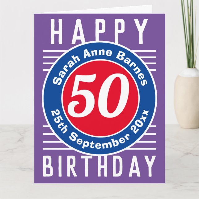 Carte d'anniversaire avec âge, nom et date (Devant)