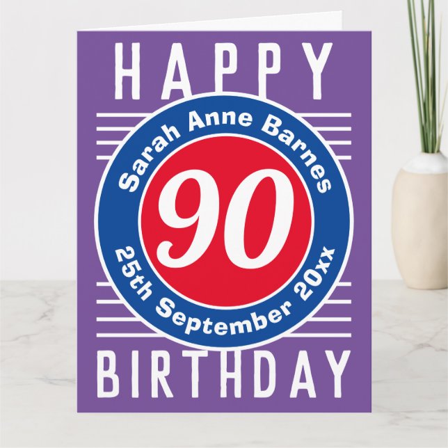 Carte d'anniversaire avec âge, nom et date (Devant)