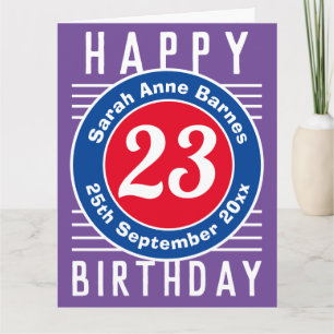 Carte d'anniversaire avec âge, nom et date