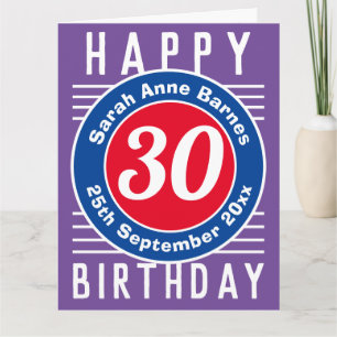Carte d'anniversaire avec âge, nom et date