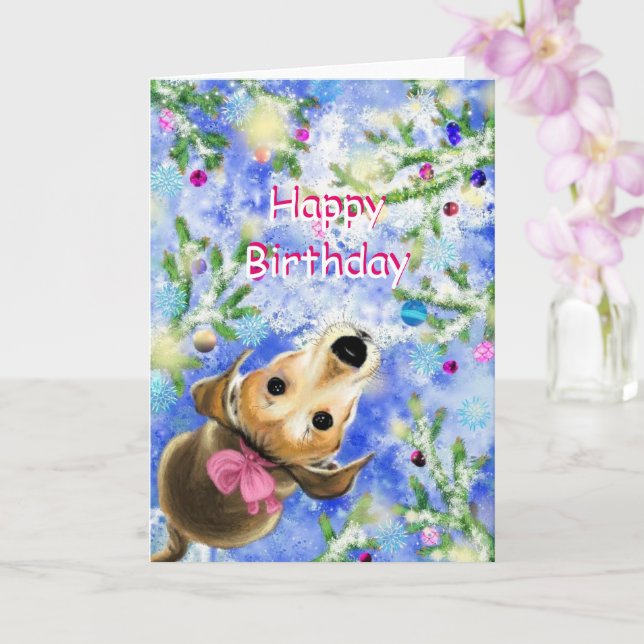 Carte d'anniversaire avec animal de compagnie mign (Orchidée)