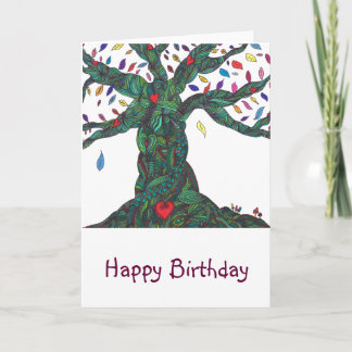 Carte d'anniversaire avec arbre