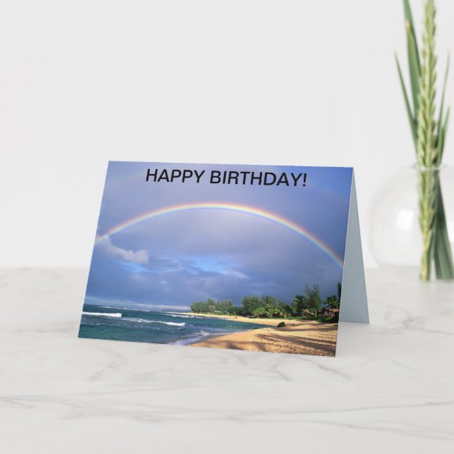 Carte d'anniversaire avec arc-en-ciel de bord de m (Devant)