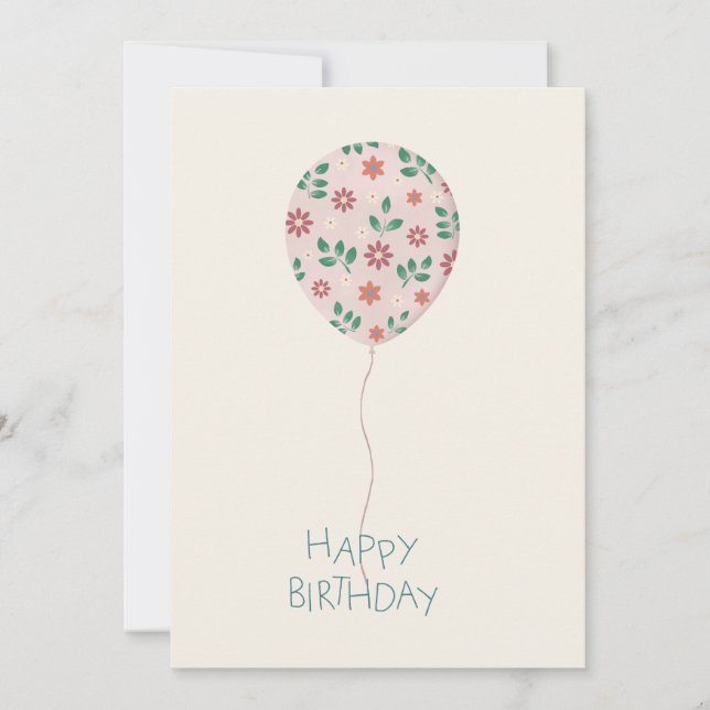 Carte d'anniversaire avec ballon peint à la main (Devant)