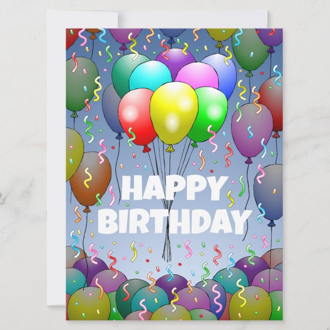 Carte d'anniversaire avec ballons et confettis (Devant)