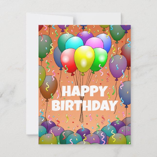 Carte d'anniversaire avec ballons et confettis (Devant)