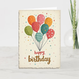 Carte d'anniversaire avec ballons illustrés