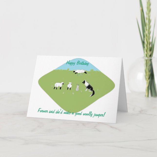 Carte d'anniversaire avec blague amusante mouton (Devant)