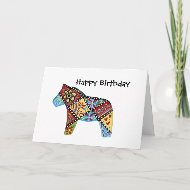 Carte d'anniversaire avec cheval en patchwork (Devant)