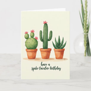 Carte d'anniversaire avec des plantes en pot sucré