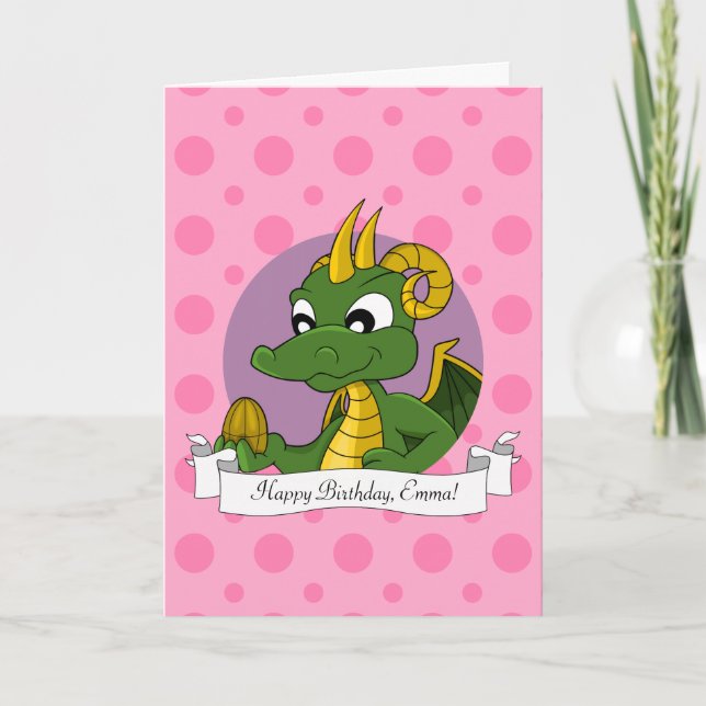 Carte d'anniversaire avec dragon de dessin animé (Devant)