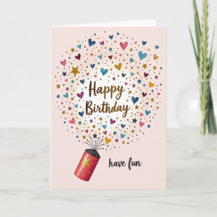 Carte d'anniversaire avec explosion de confettis j