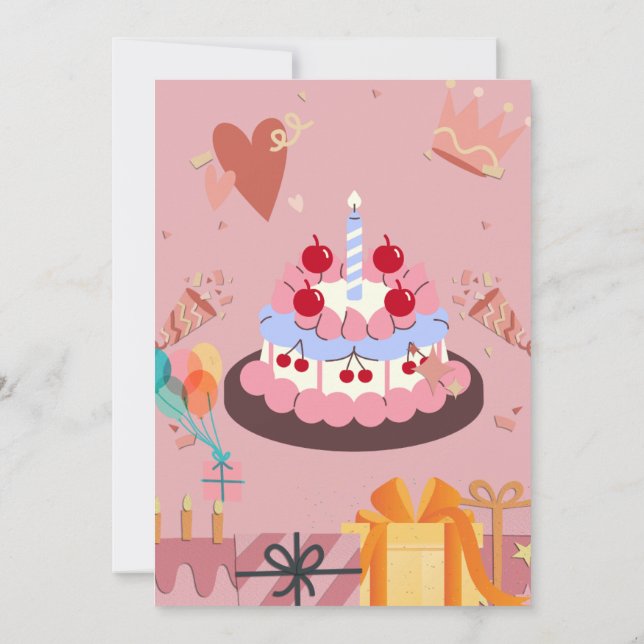 Carte d'anniversaire avec gâteaux et cadeaux - Ele (Dos)