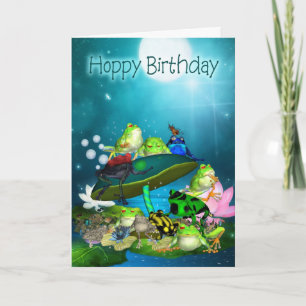 Carte d'anniversaire avec grenouilles à Imaginaire