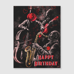Carte d'anniversaire avec groupe de musique jazz