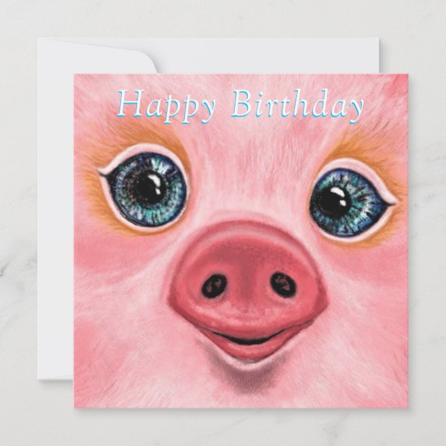 Carte d'anniversaire avec Happy Baby Pig - Smile (Devant)