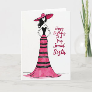 Carte d'anniversaire avec illustration chic