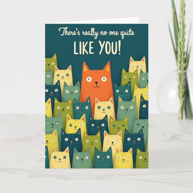 Carte d'anniversaire avec illustration de chat joy (Devant)