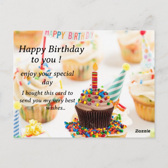 Carte d'anniversaire avec image de gâteau et meill (Dos)