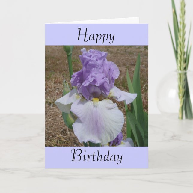 Carte d'anniversaire avec Iris dessus. (Devant)