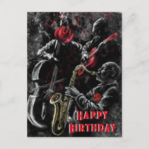 Carte d'anniversaire avec Jazz Music Band
