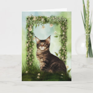 Carte d'anniversaire avec le chat mignon