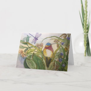 Carte d'anniversaire avec le colibri