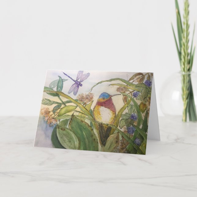 Carte d'anniversaire avec le colibri (Devant)