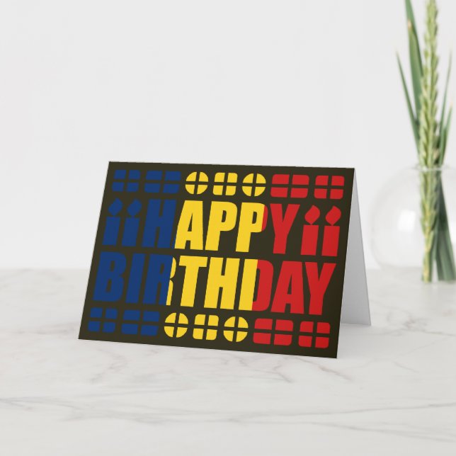 Carte d'anniversaire avec le drapeau du Tchad (Devant)