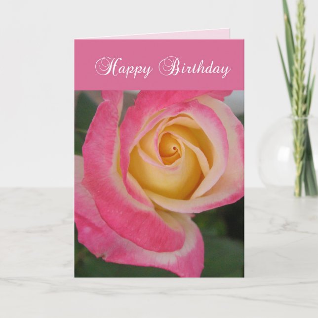 Carte d'anniversaire avec le rose de rose, (Devant)