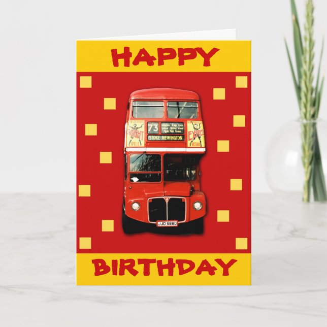 Carte d'anniversaire avec Londres Bus (Devant)