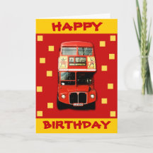 Carte d'anniversaire avec Londres Bus