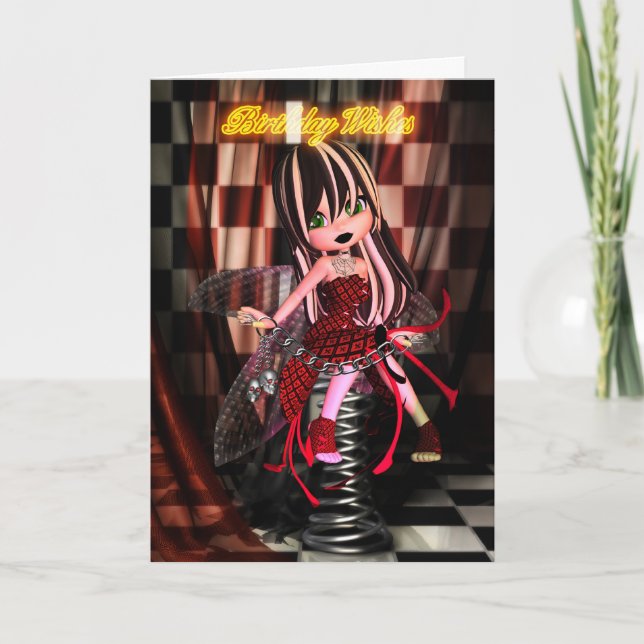 Carte d'anniversaire avec lune Gothic Fairy (Devant)