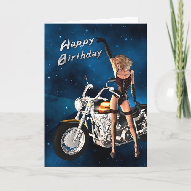 Carte d'anniversaire avec moto (Devant)