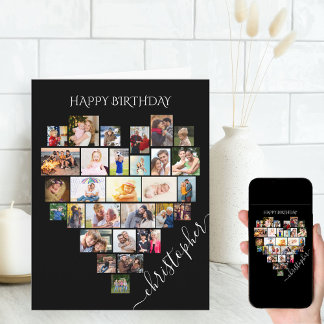 Carte d'anniversaire avec nom et collage de photos