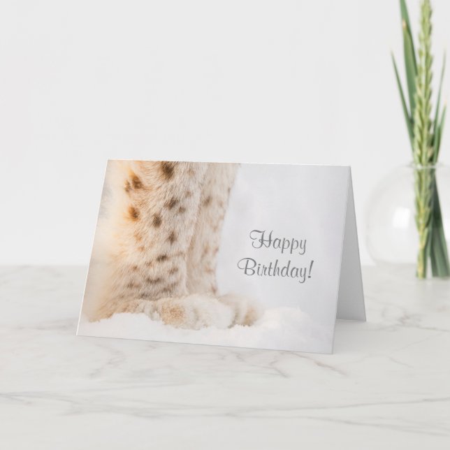 Carte d'anniversaire avec pattes de lynx dorés mol (Devant)