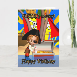 Carte d'anniversaire avec petit Pirate, Arg Matey!