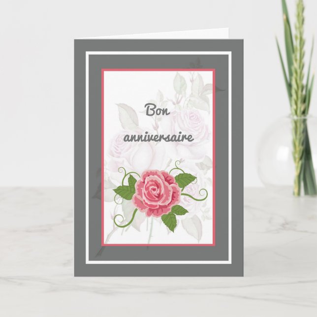 Carte d'anniversaire avec Rose (Devant)