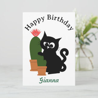 Carte d'anniversaire avec texte personnalisé Cactu