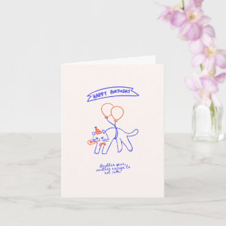 Carte d'anniversaire avec un chat dans les airs av