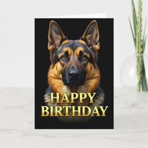 CARTE D'ANNIVERSAIRE AVEC UN CHIEN ALSACIEN EN GRO