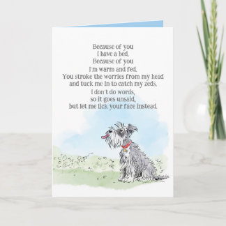 Carte d'anniversaire avec un poème drôle du chien