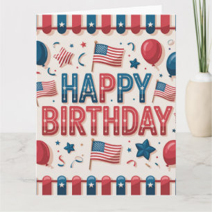 Carte d'anniversaire avec un thème patriotique amé