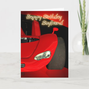 Carte d'anniversaire avec voiture de sport rouge